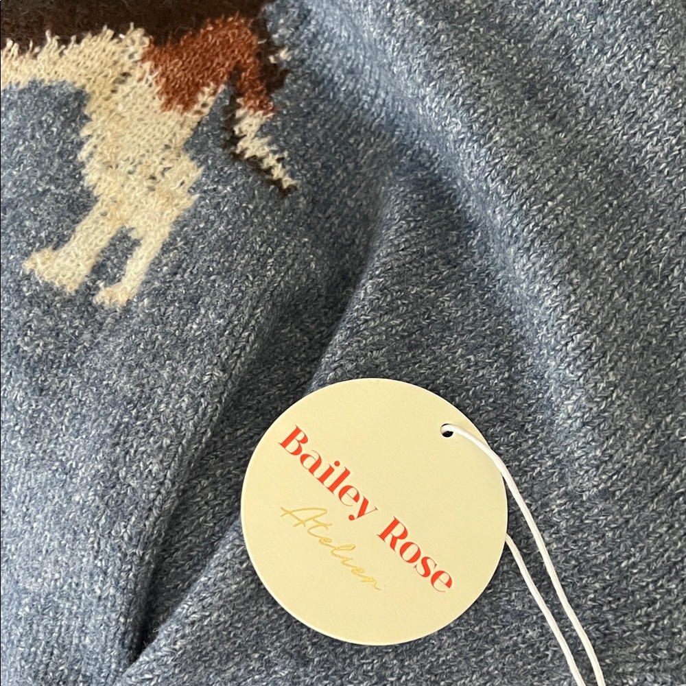 Cozy Blue Hound Dog Oversized Crewneck Sweater - Picture 6 of 7